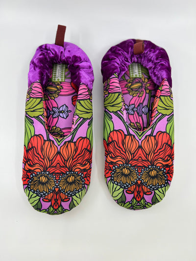 ST- Red Garden Silken Satin Velvet Slippers