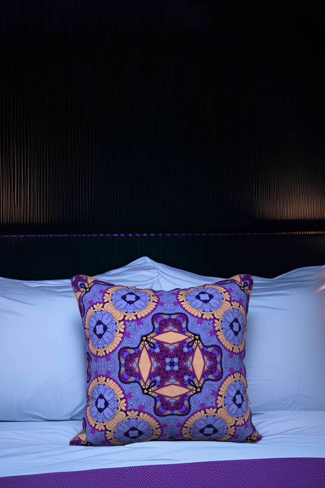 Purple Floral Patterned Cushion