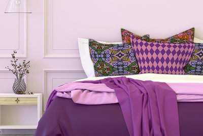 Purple - Pink checkered Bed Pillow