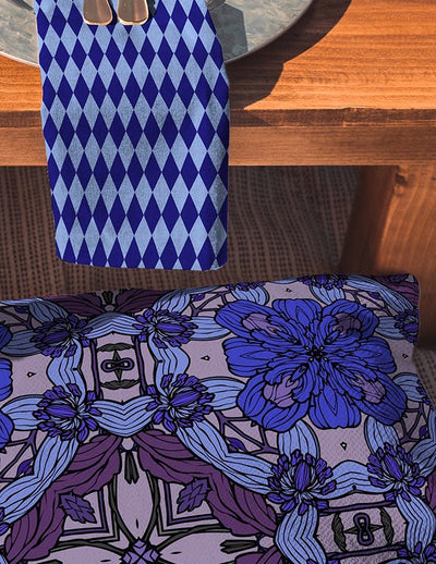 Midnight Blue Floral Velvet Pillow