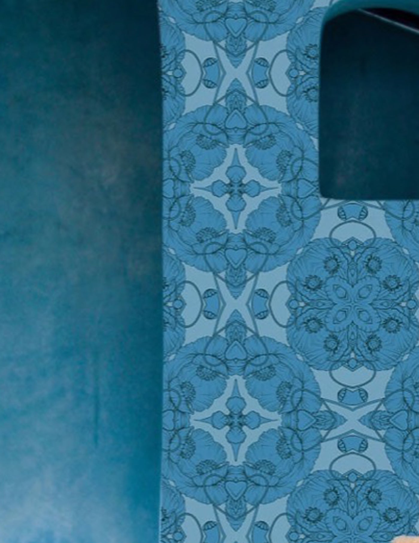 Sapphire Blue Floral Wallpaper