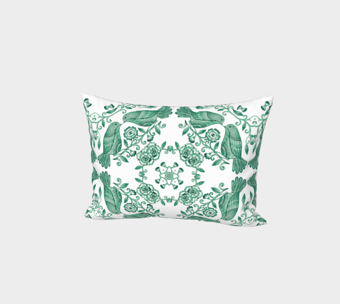 Green Birds Bed Pillow Shaw