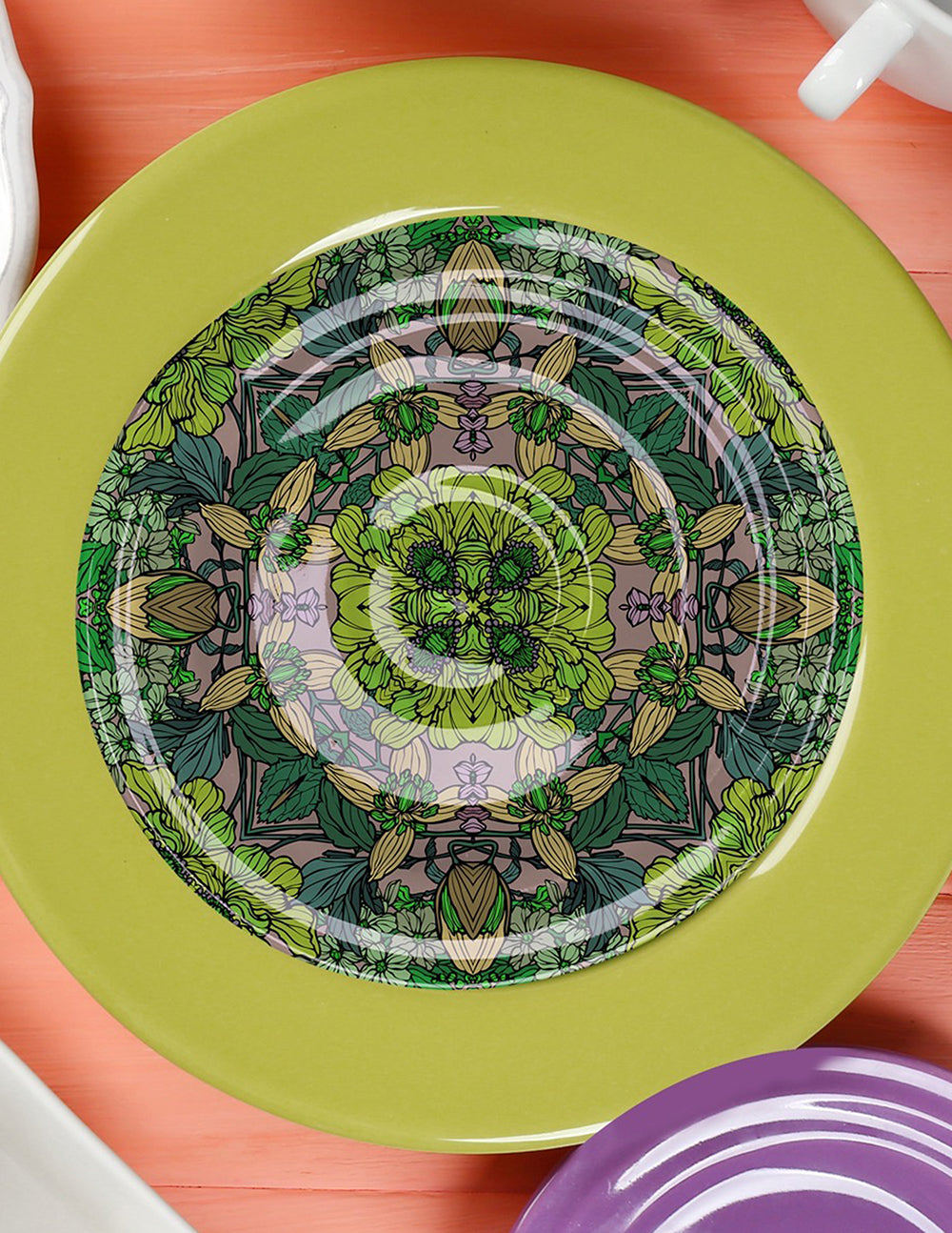 Sheen Green floral dinner Plates