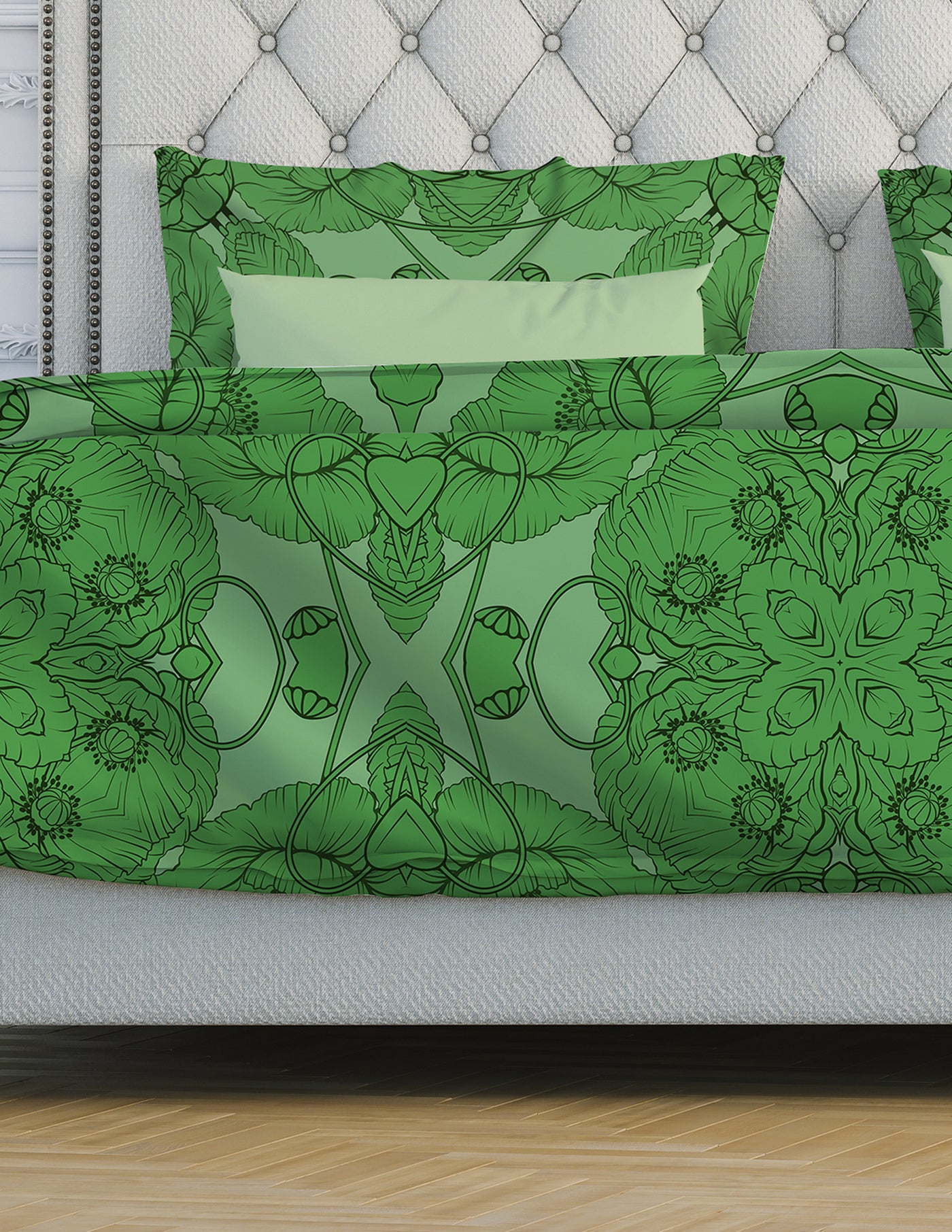 Green Floral Pillow Case