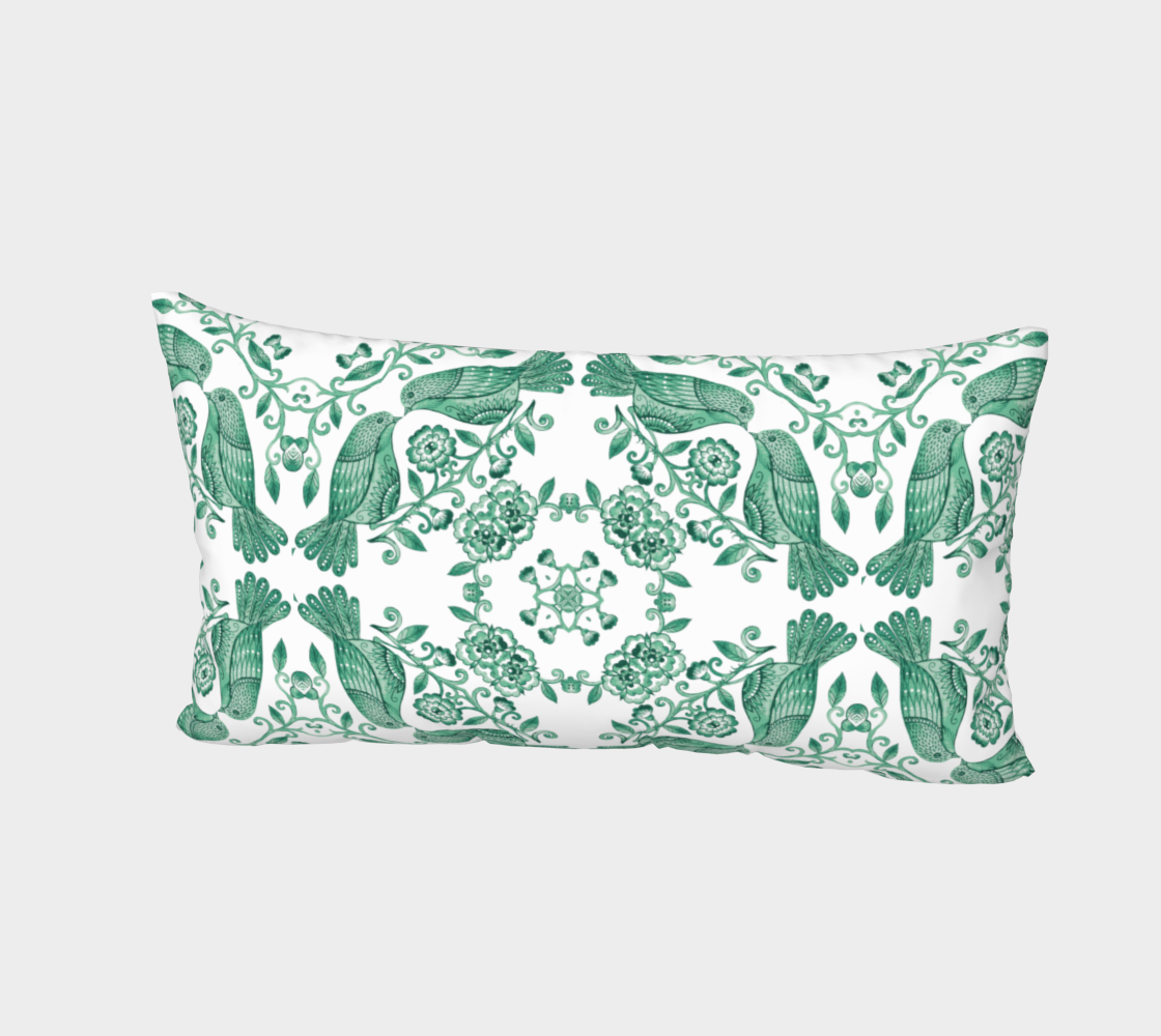 Green Birds Bed Pillow Shaw