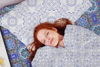 Blue Ink Floral Bed Pillow Sleeve