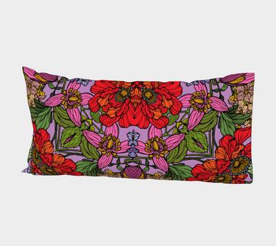 Red Floral Bed Pillow Sleeve