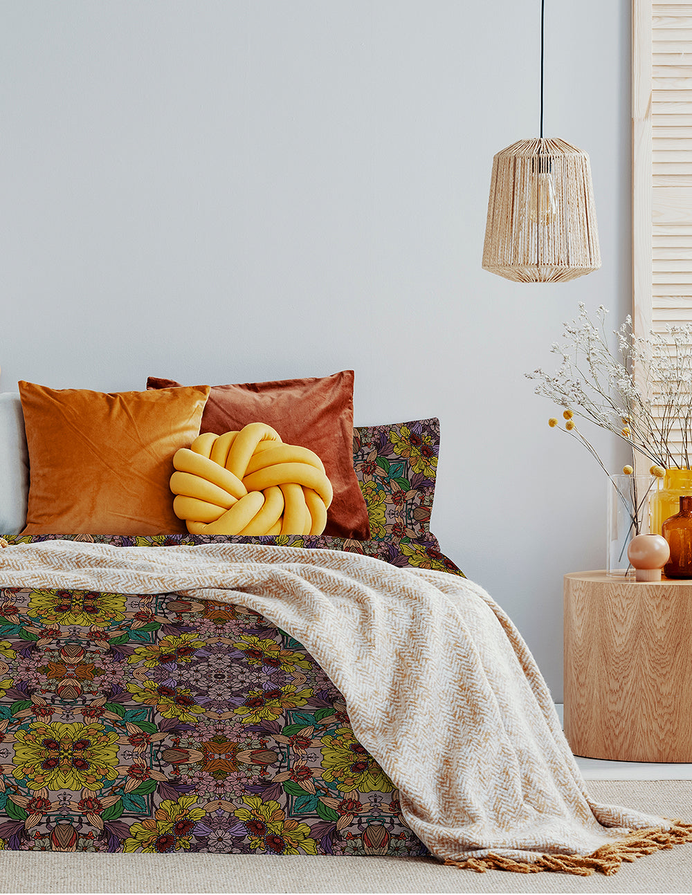 Golden floral Bed Pillow Sham