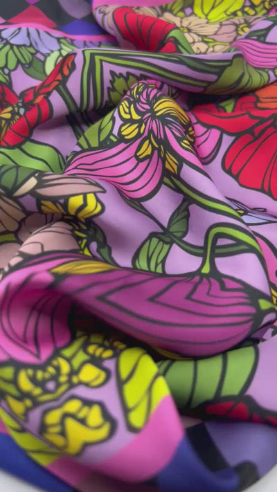 Psychedelic Flowers silk scarf