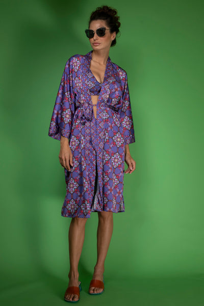 VIOLET italianate PURPLE Satin Kimono Cover Up
