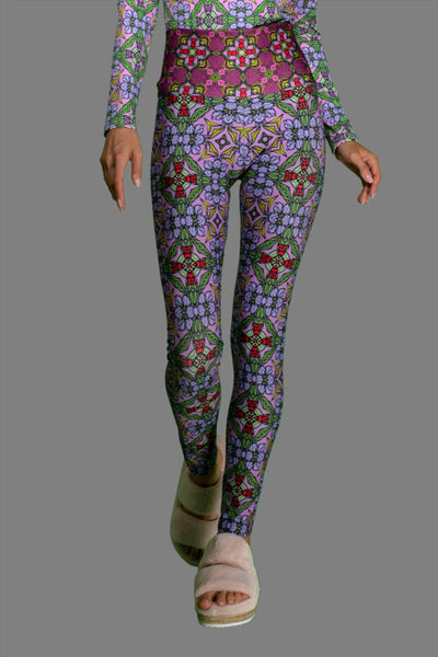 Jiva M Flex Isla Tropical Floral Yoga Leggings Made In USA NR NU