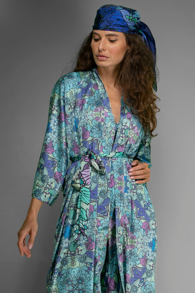 Blue garden Silk Scarf