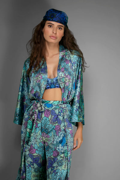 Blue garden Silk Scarf