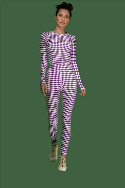 Purple Checkered High waist leggings Leggings
