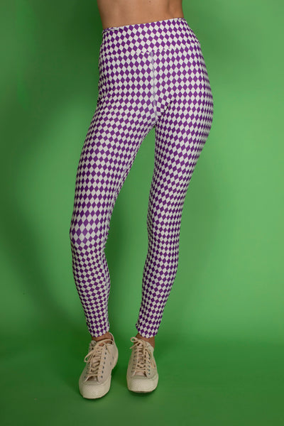 Purple Checkered High waist leggings Leggings