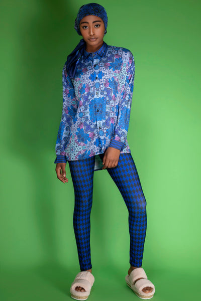 Queen blue checkered leggings