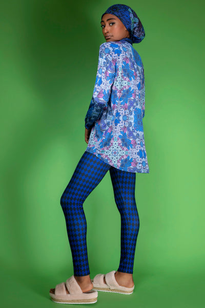 Queen blue checkered leggings