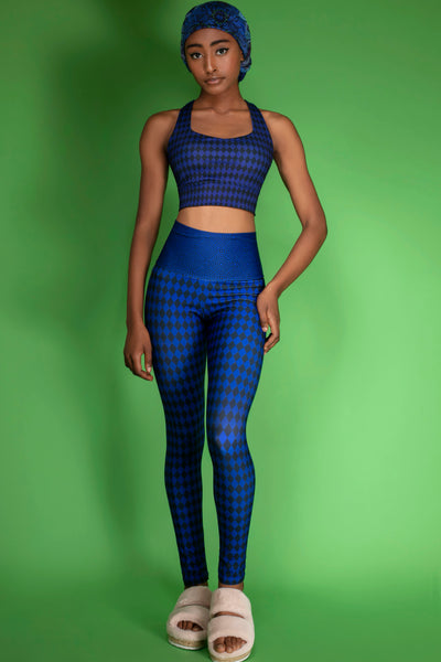 Queen blue checkered leggings