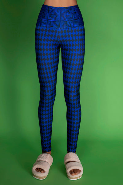 Queen blue checkered leggings
