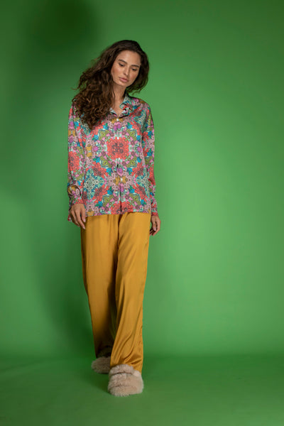 Terracotta Floral Satin Shirt