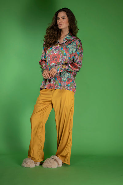 Terracotta Floral Satin Shirt
