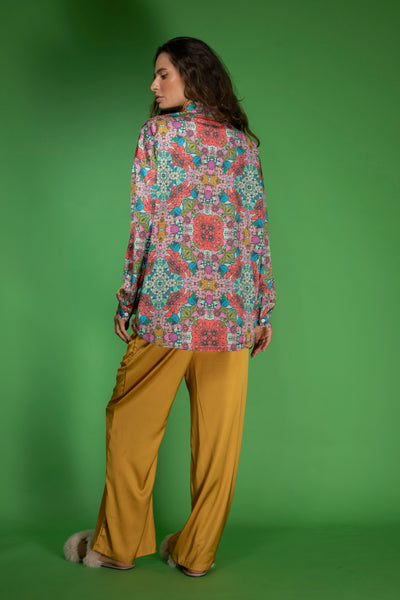 Terracotta Floral Satin Shirt