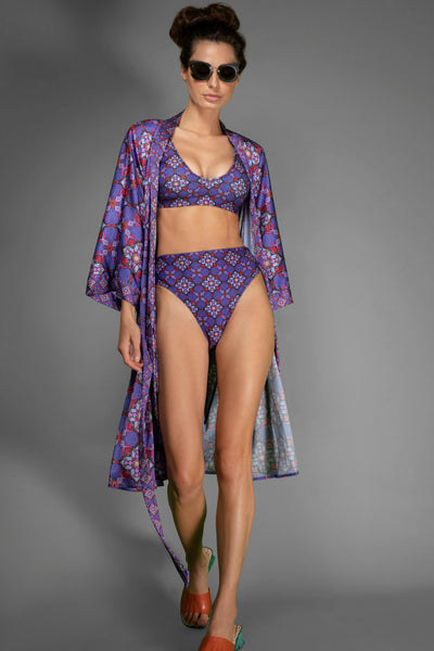 VIOLET italianate PURPLE Satin Kimono Cover Up