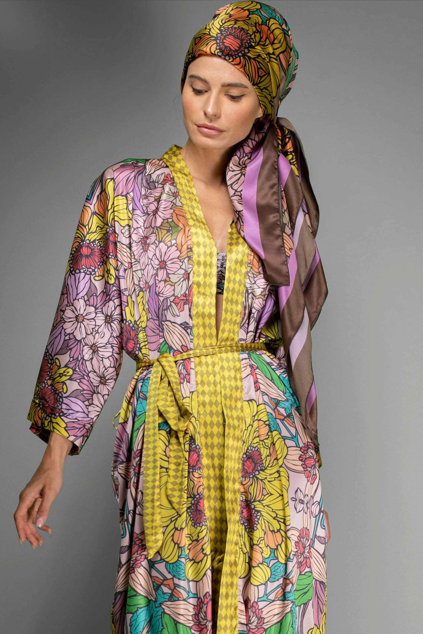 Golden garden delights silk scarf