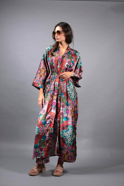 TERRACOTTA GARDEN KIMONO-RED