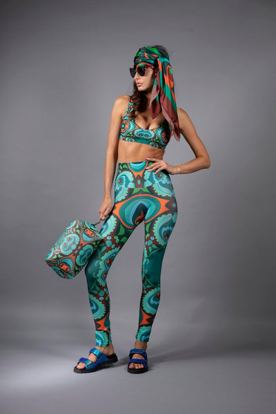 PSYCHEDELIC TEAL ORANGE LEGGINGS