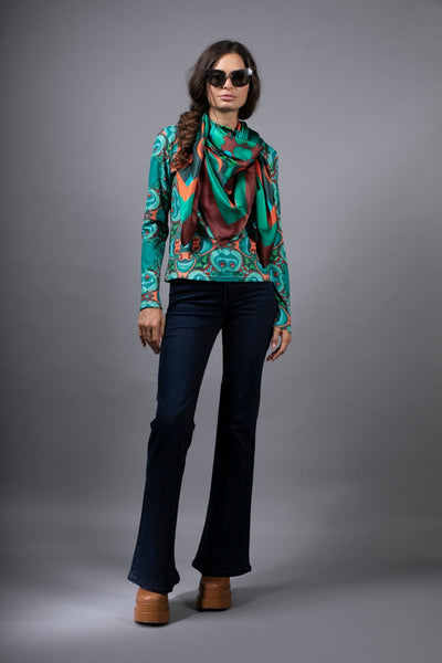 PSYCHEDELIC TEAL ORANGE TURTLENECK