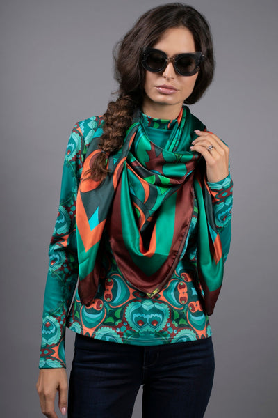 PSYCHEDELIC TEAL ORANGE TURTLENECK