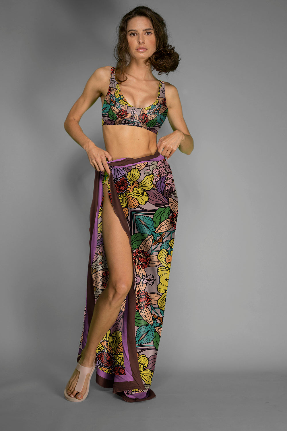 Golden garden delights silk scarf