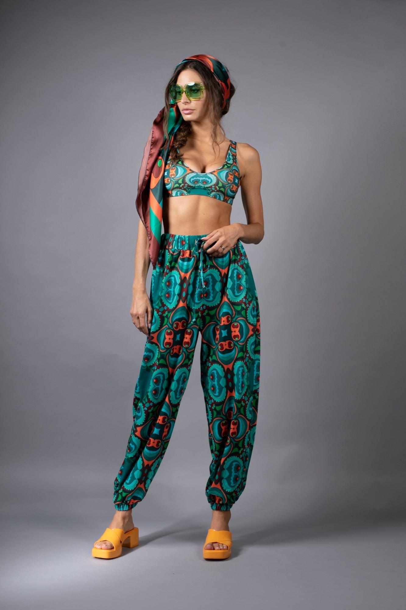 Psychodelic TEAL/ORANGE-harem pants
