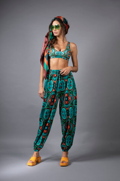 Psychodelic TEAL/ORANGE-harem pants