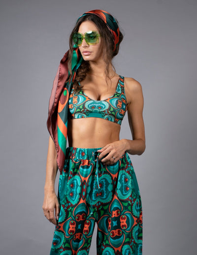 Psychodelic TEAL/ORANGE-harem pants