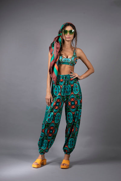 Psychodelic TEAL/ORANGE-harem pants