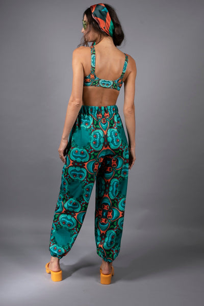 Psychodelic TEAL/ORANGE-harem pants