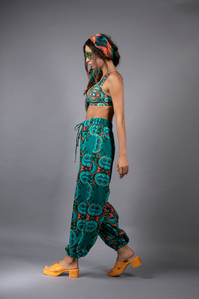 Psychodelic TEAL/ORANGE-harem pants