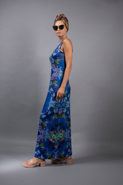 EGYPTIAN BLUE GARDEN Maxi Dress