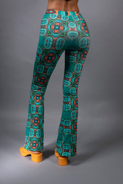 Psychedelic TEAL/ORANGE FLARE TROUSERS