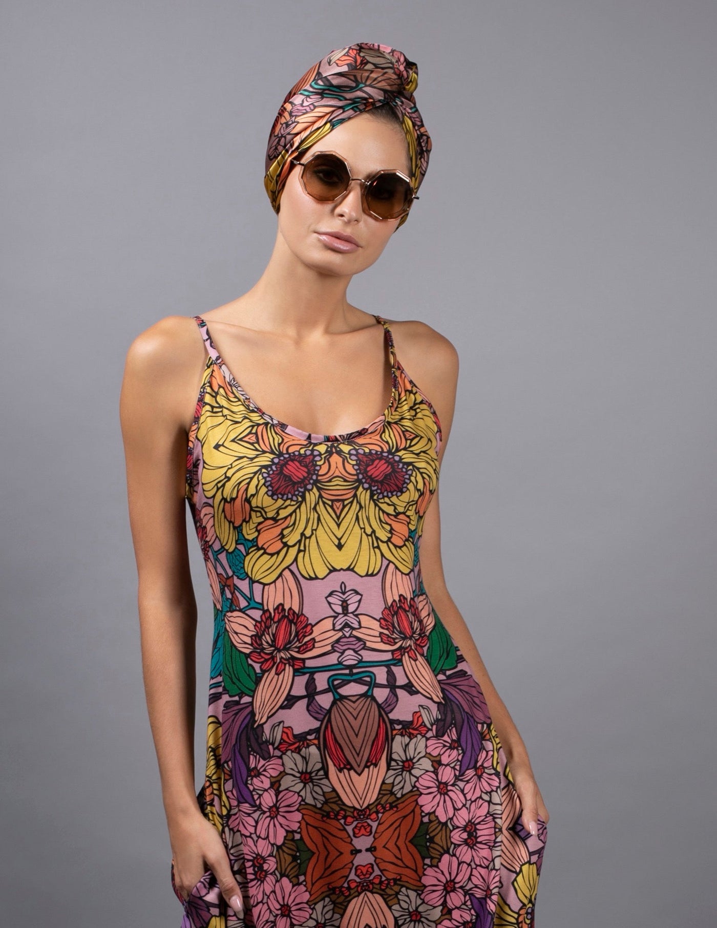 GOLDEN GARDEN SLIP MAXI DRESS