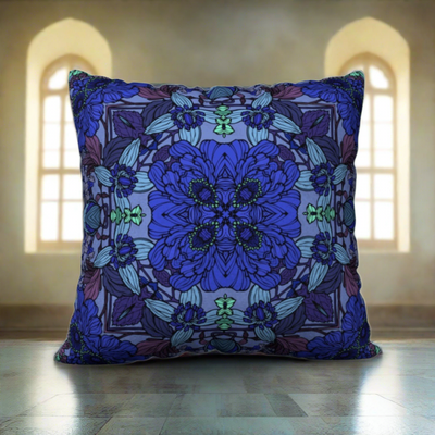 Blue Garden Velvet Cushion