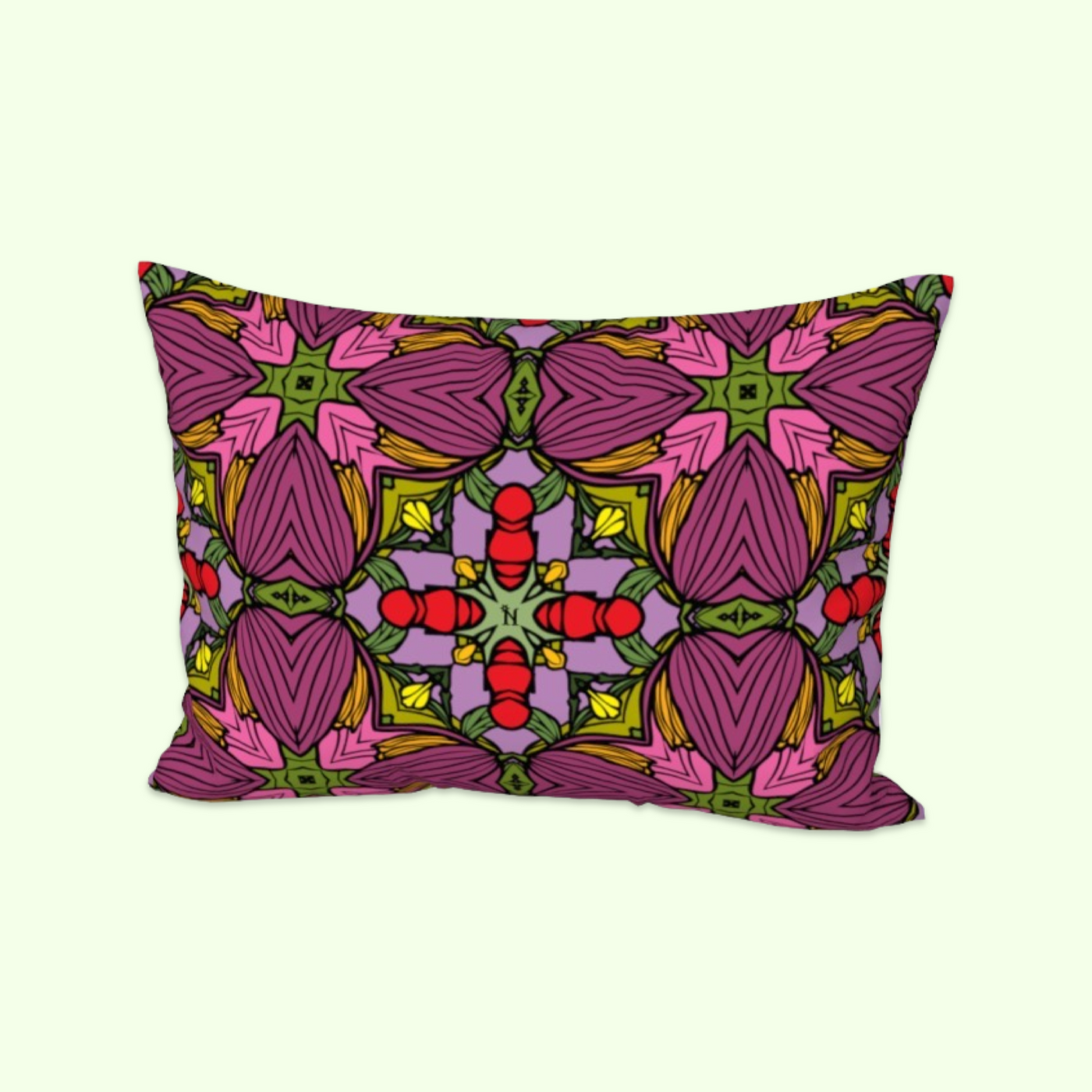 Retro pink floral Bed Pillow