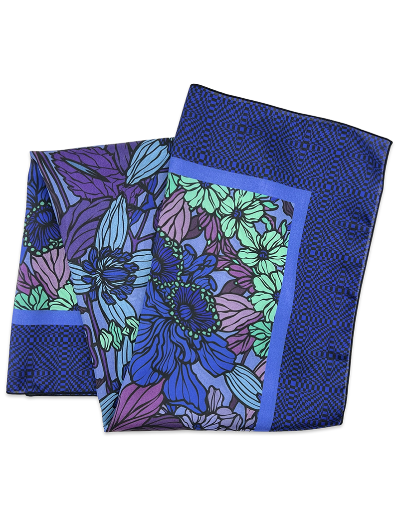 Blue garden Silk Scarf