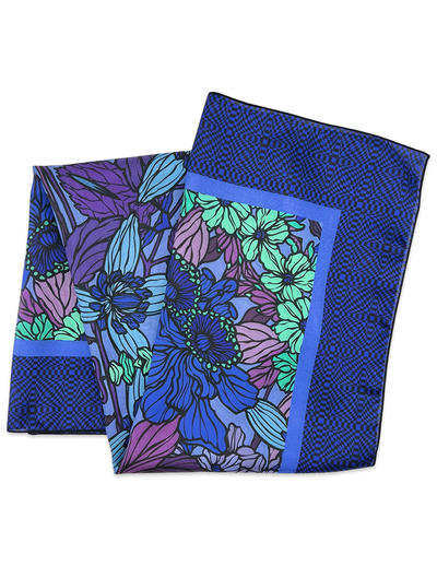 Blue garden Silk Scarf