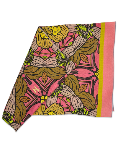 Light Pink flowers green scarf