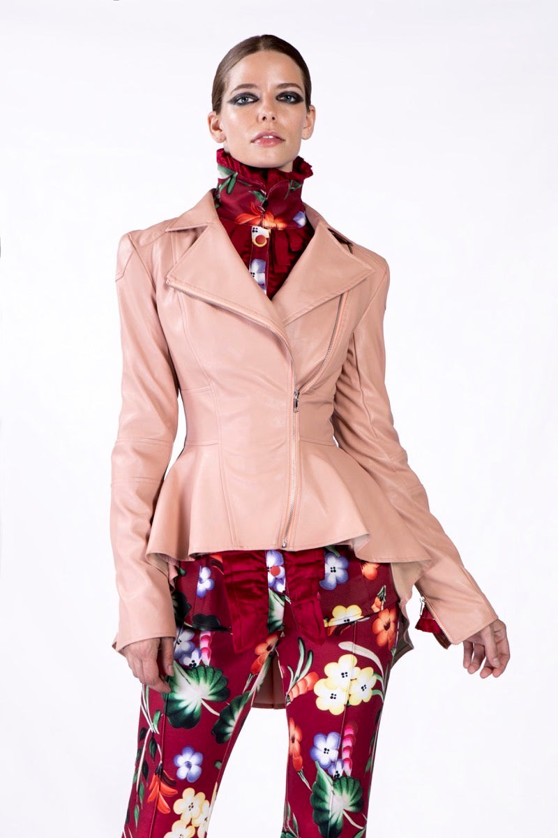 Tan Peplum High-Low jacket