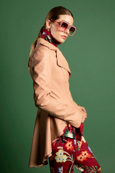 Tan Peplum High-Low jacket