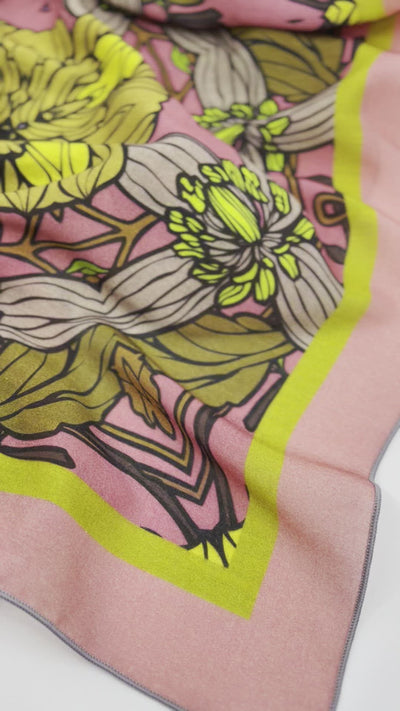 Light Pink flowers green scarf